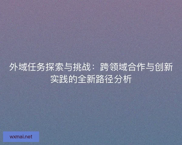 外域任务探索与挑战：跨领域合作与创新实践的全新路径分析