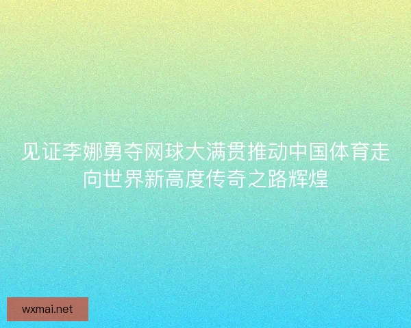 见证李娜勇夺网球大满贯推动中国体育走向世界新高度传奇之路辉煌